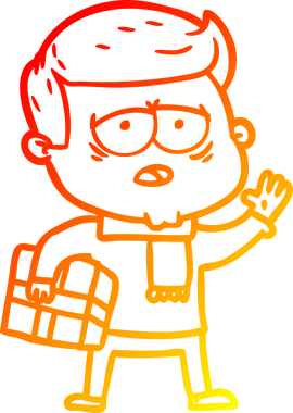 Bir insan tarafından çizilmiş, yorgun bir adamın çizgi çizimi.