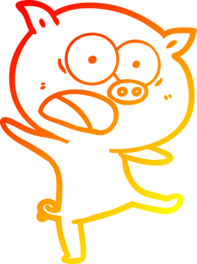 Bir insan tarafından çizilmiş bağıran çizgi film domuzu çizimi.