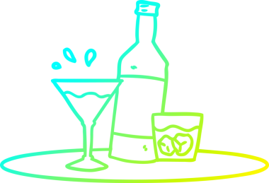 Bir insan tarafından çizilen tepside bir çizgi filmin soğuk gradyan çizimi.