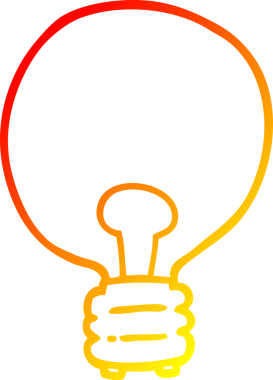 Bir insan tarafından çizilen çizgi film ampulünün sıcak gradyan çizimi