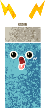 Bir insanın çizdiği pilin retro illüstrasyon tarzı karikatürü