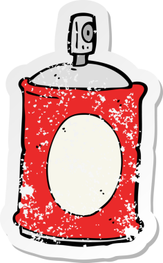 Bir insan tarafından çizilmiş karikatür spreyinin gerilimli yapıştırması.