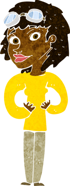 Bir insan tarafından çizilmiş karikatür havacısı kadın.