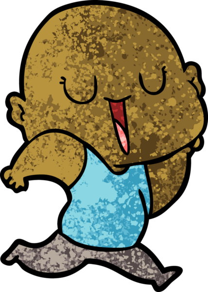 Bir insan tarafından çizilmiş mutlu, kel adam.