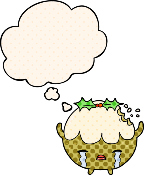 Bir insan tarafından çizilmiş, düşünce baloncuklu çizgi roman pudingi.
