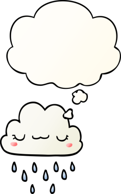 Düşünce baloncuklu karikatür fırtına bulutu bir insan tarafından çizilmiş.