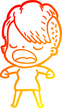 Bir insan tarafından çizilmiş havalı bir hippi kızın sıcak çizgi çizimi.