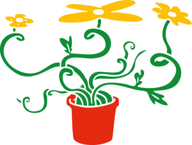 Bir insan tarafından çizilmiş bir çiçek bitkisinin el çizimi karikatürü