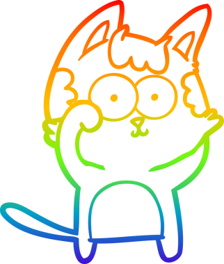 gökkuşağı gradyan çizimi mutlu çizgi film kedisi bir insan tarafından çizildi