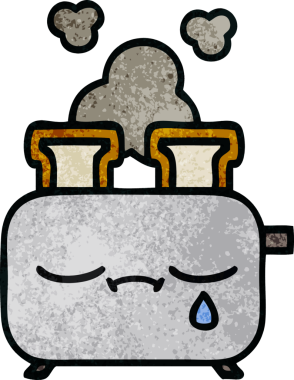 Bir insan tarafından çizilmiş bir tost makinesinin retro grunge doku karikatürü