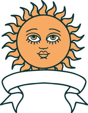 Bir insan tarafından çizilmiş güneşli geleneksel dövme.