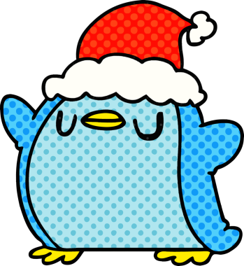 Bir insan tarafından çizilmiş kawaii pengueninin el çizimi karikatürü