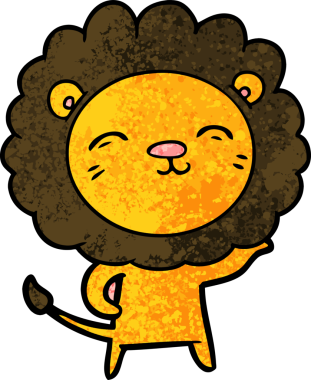 Bir insan tarafından çizilmiş çizgi film aslanı.