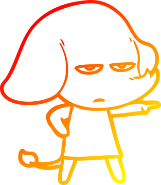 Bir insan tarafından çizilmiş kızgın bir fil çizimi.