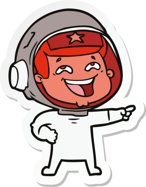 Bir insan tarafından çizilmiş, gülen astronotun çıkartması.
