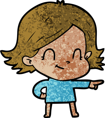 Bir insan tarafından çizilmiş karikatür dostu kız.