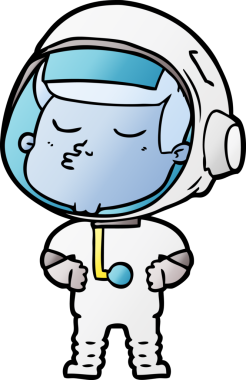 Bir insan tarafından çizilmiş kendine güvenen bir astronot çizgi filmi.