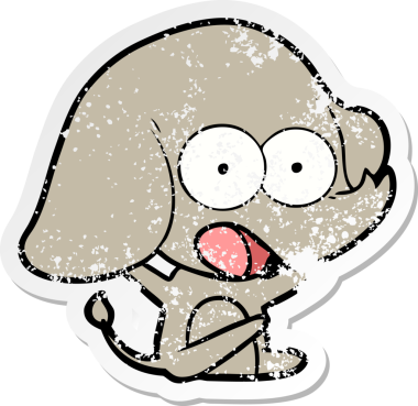 Bir insan tarafından çizilmiş şirin bir filin sıkıntılı çıkartması