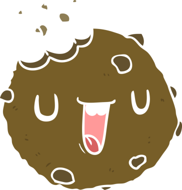 Bir insan tarafından çizilmiş düz renkli çizgi film kurabiyesi