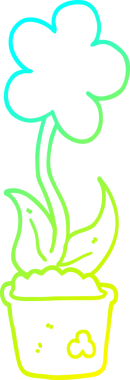 Bir insanın çizdiği karikatür çiçeğinin soğuk gradyan çizgisi.