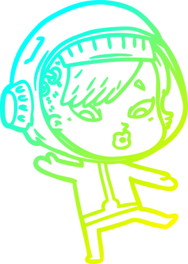 Bir insan tarafından çizilmiş soğuk gradyan çizgili astronot kadın çizimi.