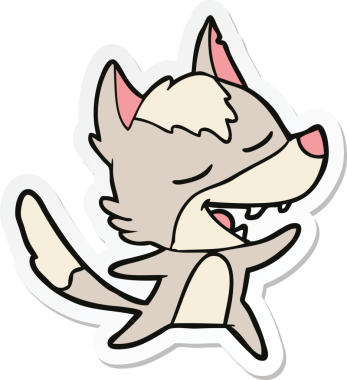 Bir insan tarafından çizilmiş bir kurt çizgi filminin çıkartması.