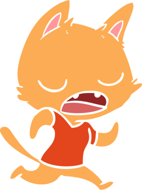 Konuşan kedi düz renkli çizgi film Bir insan tarafından çizildi