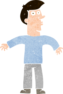 Çizgi filmci bir insan tarafından çizilmiş omuzlarını silkiyor.