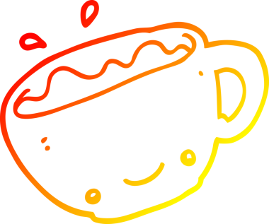 Bir insan tarafından çizilmiş bir fincan kahvenin sıcak çizgi çizimi