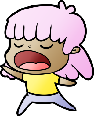 Çizgi filmdeki kadın bir insan tarafından yüksek sesle çizilmiş.