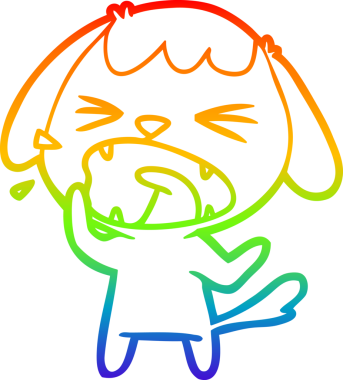 Gökkuşağı gradyan çizgisi bir insan tarafından çizilmiş şirin bir çizgi köpek havlaması.