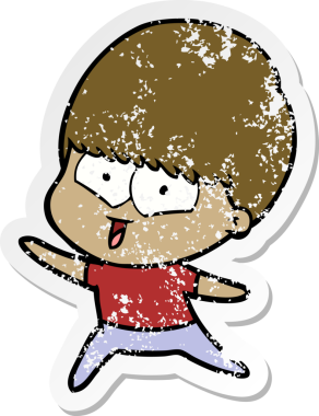 Bir insan tarafından çizilmiş mutlu bir çocuğun sıkıntılı çıkartması.