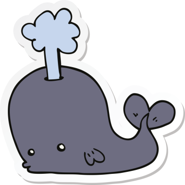 Bir insan tarafından çizilmiş bir balinanın çıkartması.