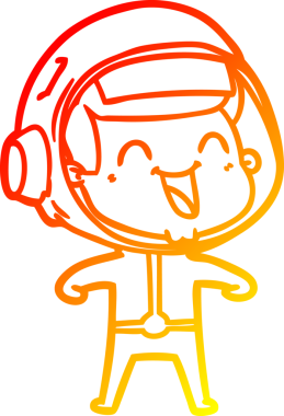 Bir insan tarafından çizilmiş mutlu bir astronotun sıcak çizgi çizimi