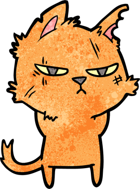 Bir insan tarafından çizilmiş sert çizgi film kedisi.