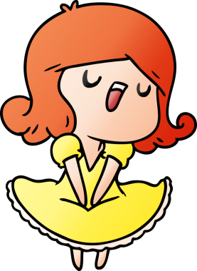 Bir insan tarafından çizilmiş güzel bir kawai kızının çizgi film çizimi.