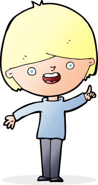 Bir insan tarafından çizilmiş mutlu çocuk çizgi filmi.