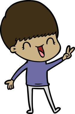 Bir insan tarafından çizilmiş mutlu çizgi film çocuğu.