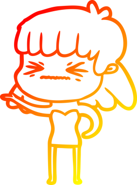 Bir insan tarafından çizilmiş kızgın bir kızın sıcak çizgi çizimi