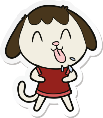 Bir insan tarafından çizilmiş şirin bir köpeğin çıkartması.