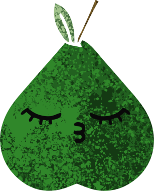 Bir insan tarafından çizilmiş bir armutun retro çizim tarzı karikatürü