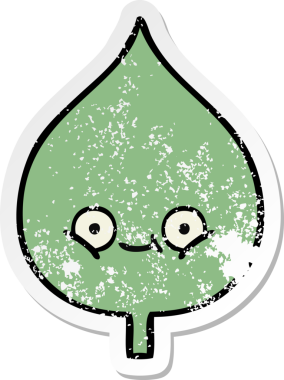 Sevimli bir çizgi film karakterinin sıkıntılı çıkartması. Bir insan tarafından çizilmiş ifade yaprağı.