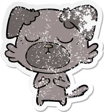 Bir insan tarafından çizilmiş şirin bir köpeğin sıkıntılı çıkartması.