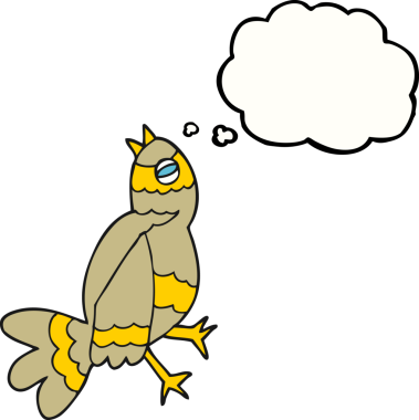 Bir insan tarafından çizilmiş serbest çizim balon karikatür kuşu.