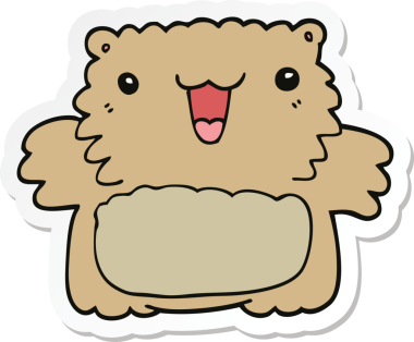 Bir insan tarafından çizilmiş çizgi film ayısının çıkartması.