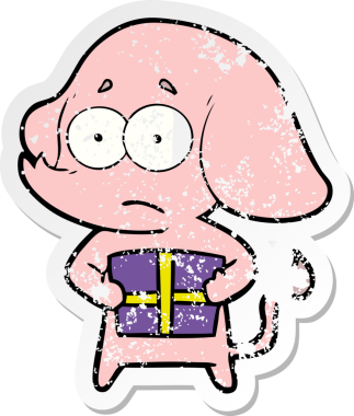 Bir insan tarafından çizilmiş, belirsiz bir filin hüzünlü çıkartması.