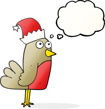 Bir insan tarafından çizilmiş serbest çizim balon karikatür noel robini.