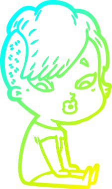 Bir karikatür çizimi, bir insan tarafından çizilmiş bir kızı şaşırttı.