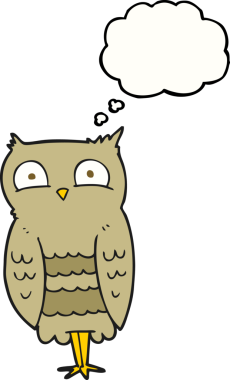 Bir insan tarafından çizilmiş serbest çizim baloncuk baykuş.