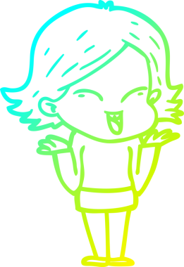 Bir insan tarafından çizilmiş mutlu çizgi film kızı çizimi.